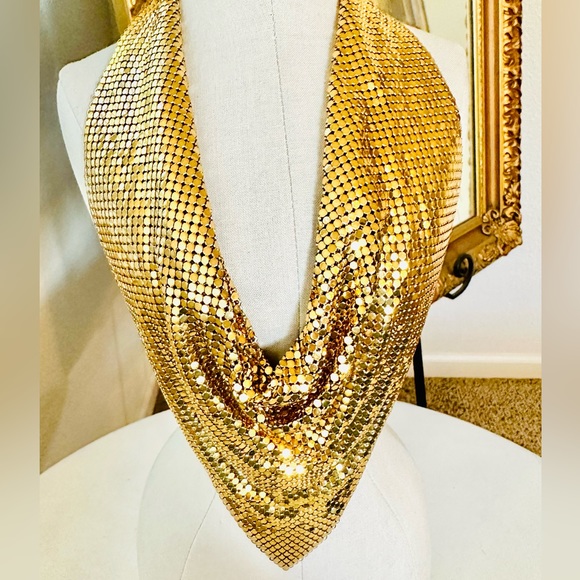 🔥 RARE VINTAGE MESH WHITING DAVIS BIB NECKLACE - Picture 8 of 17